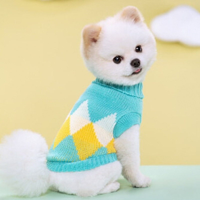 निलो प्लेड रोमन तातो पाल्तु जनावर बुनिएको स्वेटर